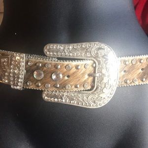 Rhinestone Medallion Western Belt